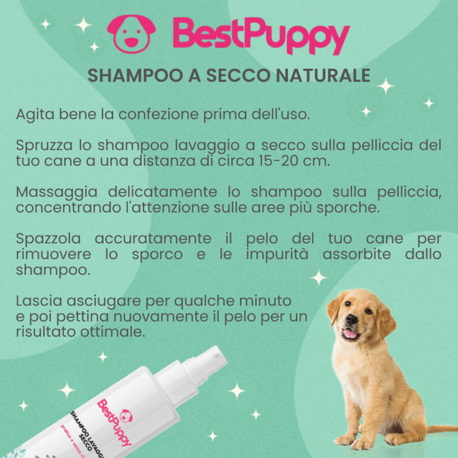 bestpuppy shampoo a secco istruzioni